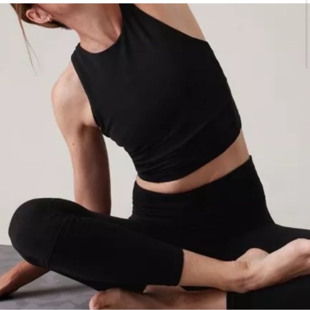 Athleta Conscious twist crop bra Size LG D/DD - black - Pull On Stretch